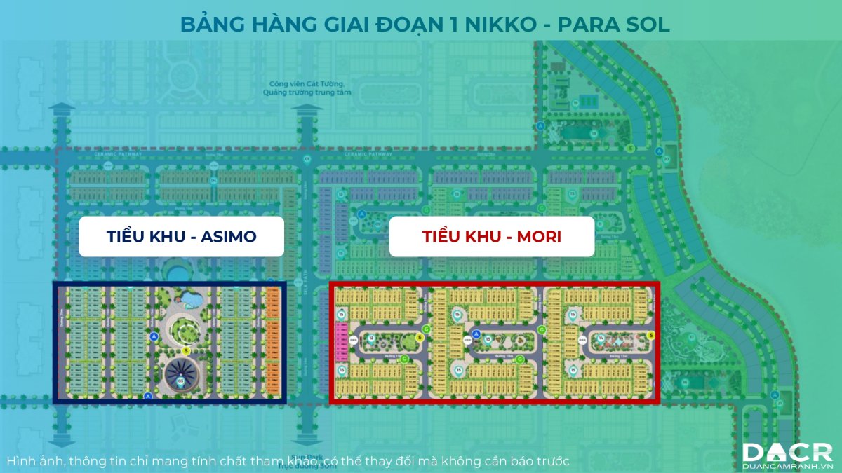 Bảng hàng giai đoạn 1 phân kỳ Nikko Park dự án Para Sol