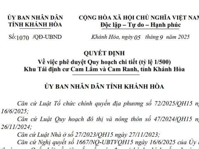 Quy hoạch Tái định cư Cam Lâm Cam Ranh 1-500